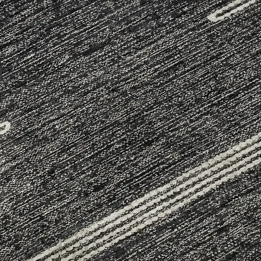 Charcoal And Ivory Abstract Washable Area Rug With UV Protection Photo 9