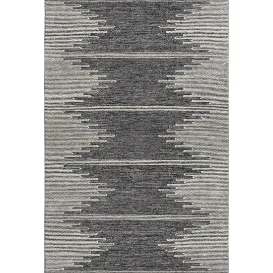 Charcoal And Ivory Abstract Washable Area Rug With UV Protection Photo 1