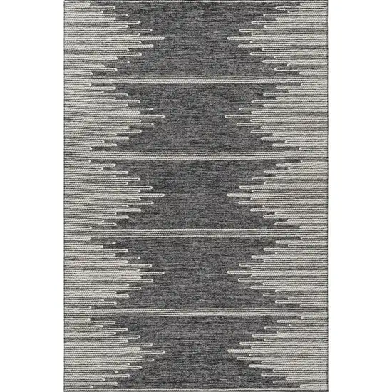 Charcoal And Ivory Abstract Washable Area Rug With UV Protection Photo 3