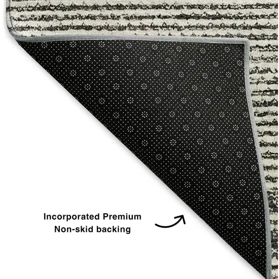 Charcoal And Ivory Abstract Washable Area Rug With UV Protection Photo 6