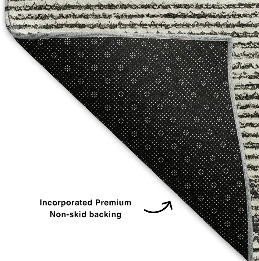 Charcoal And Ivory Abstract Washable Area Rug With UV Protection Photo 6