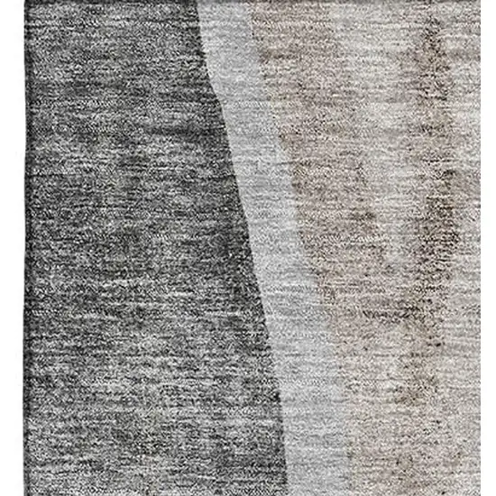 Charcoal And Ivory Abstract Washable Area Rug With UV Protection Photo 8