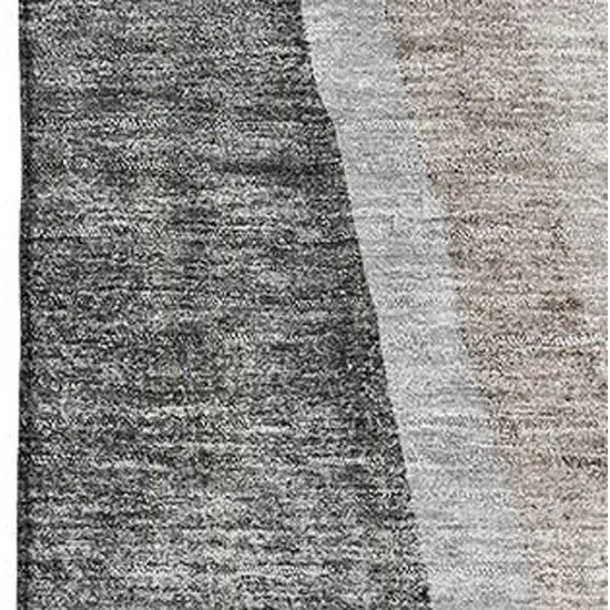 Charcoal And Ivory Abstract Washable Area Rug With UV Protection Photo 6