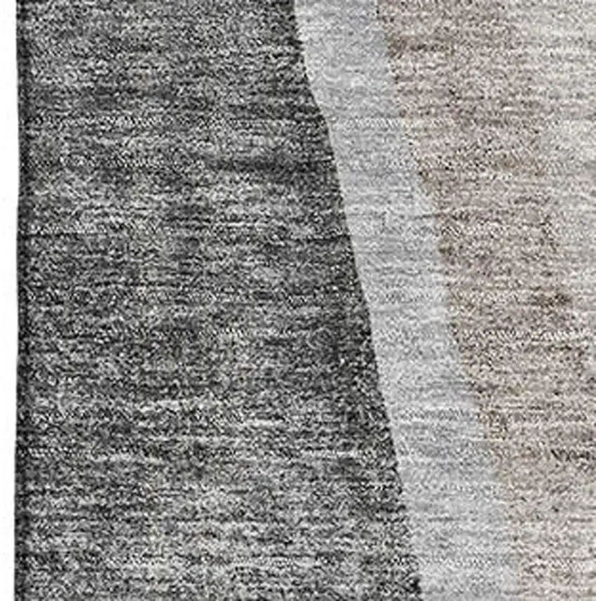 Charcoal And Ivory Abstract Washable Area Rug With UV Protection Photo 6