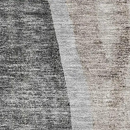 Charcoal And Ivory Abstract Washable Area Rug With UV Protection Photo 6