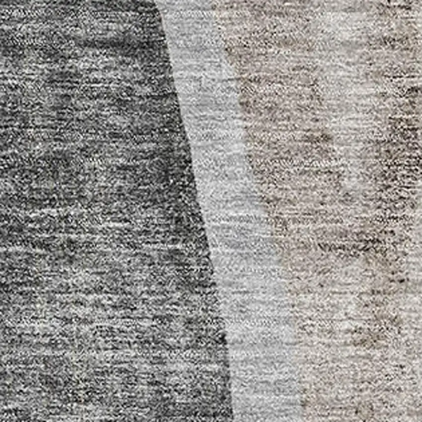 Charcoal And Ivory Abstract Washable Area Rug With UV Protection Photo 6