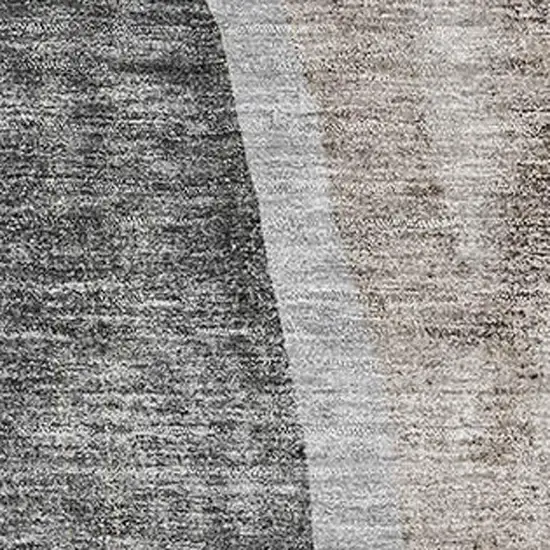 Charcoal And Ivory Abstract Washable Area Rug With UV Protection Photo 6