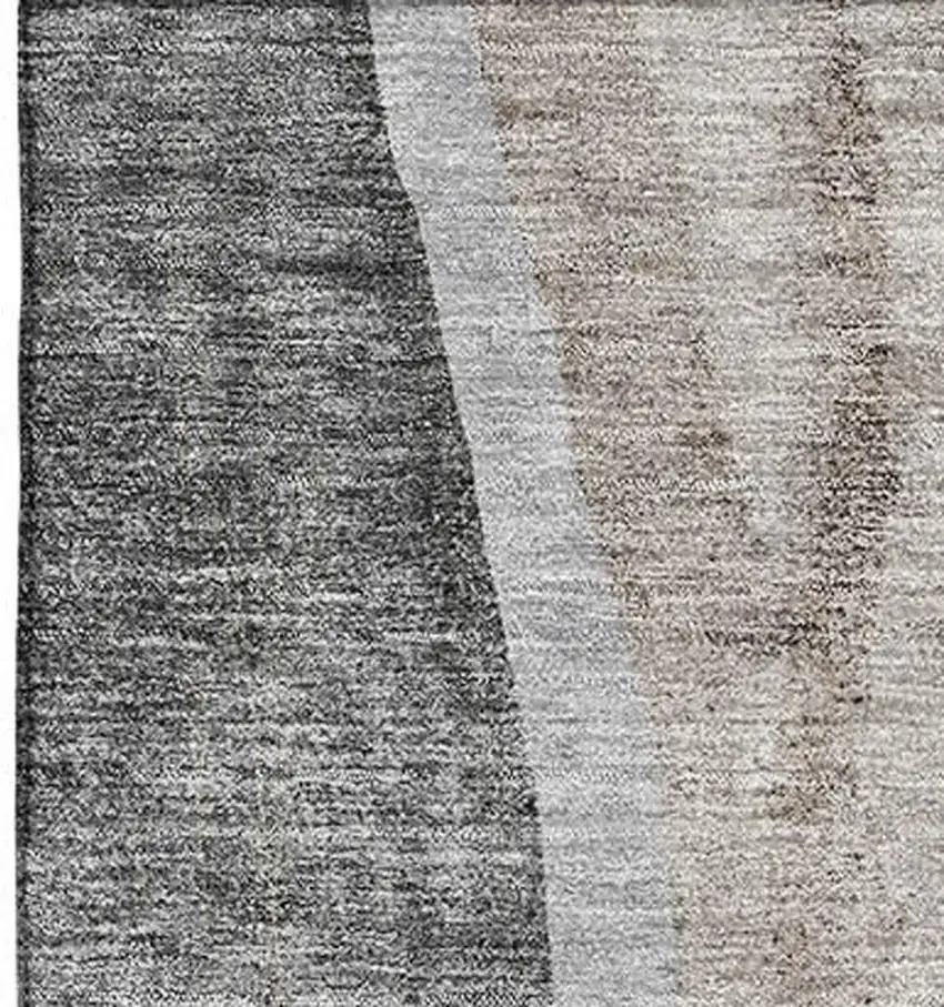 Charcoal And Ivory Abstract Washable Area Rug With UV Protection Photo 7