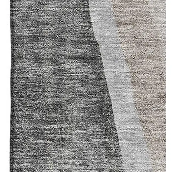Charcoal And Ivory Abstract Washable Area Rug With UV Protection Photo 6