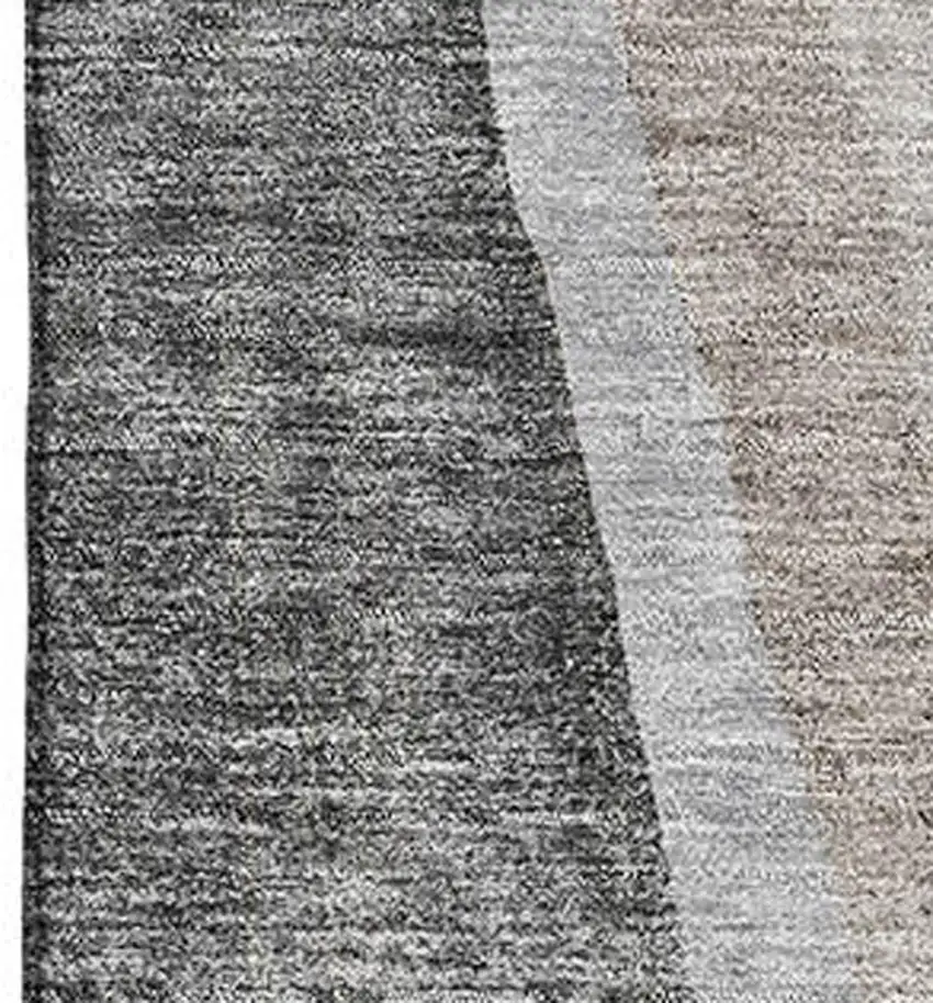 Charcoal And Ivory Abstract Washable Area Rug With UV Protection Photo 6