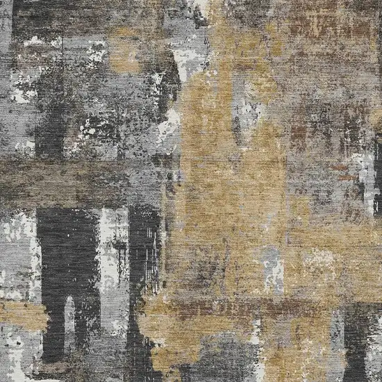 Charcoal And Ivory Abstract Washable Indoor Outdoor Area Rug Photo 5