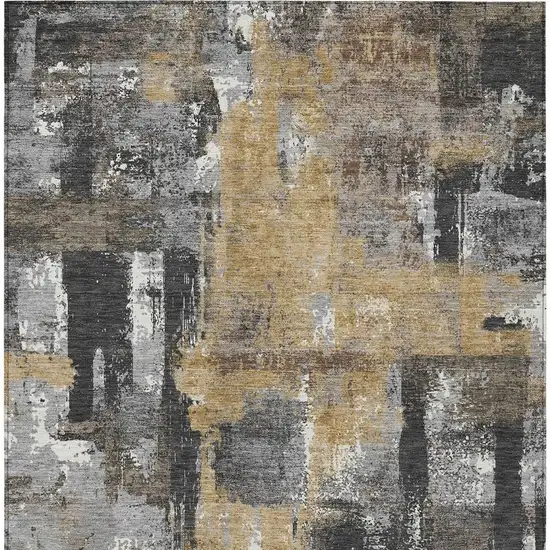 Charcoal And Ivory Abstract Washable Indoor Outdoor Area Rug Photo 6