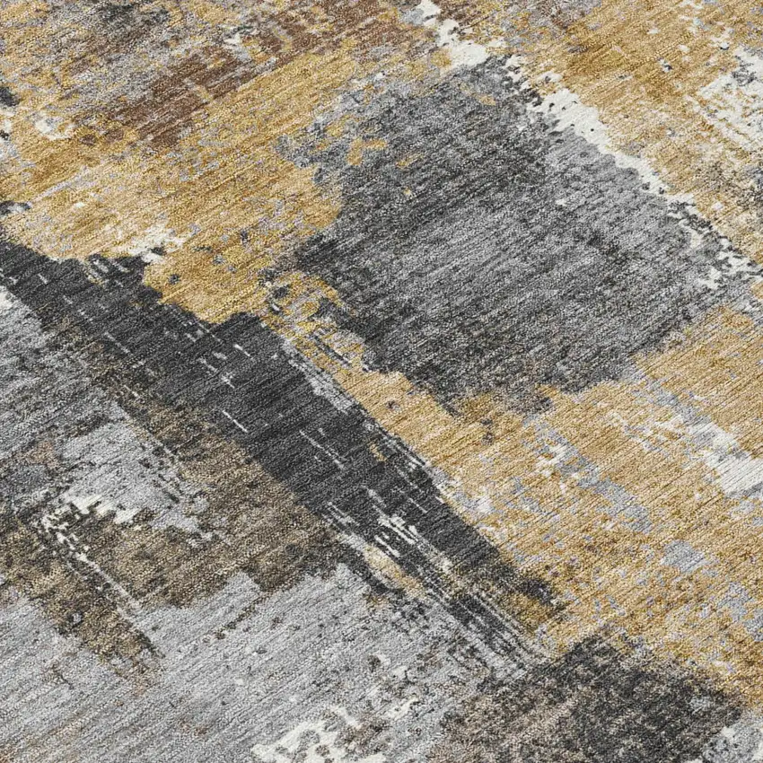 Charcoal And Ivory Abstract Washable Indoor Outdoor Area Rug Photo 8
