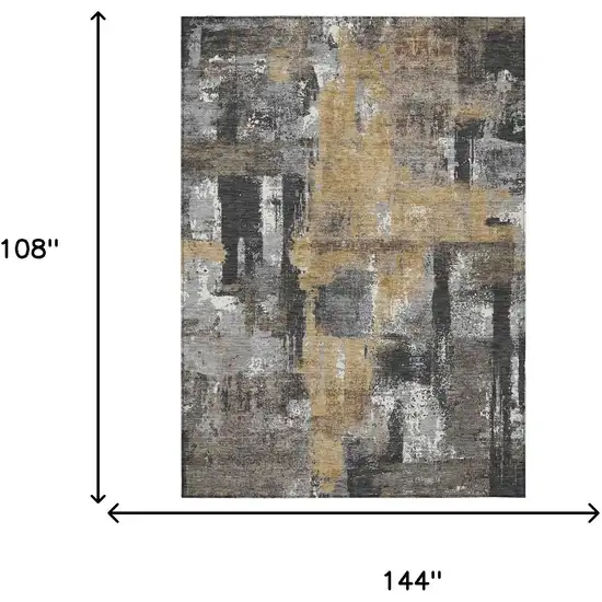 Charcoal And Ivory Abstract Washable Indoor Outdoor Area Rug Photo 8