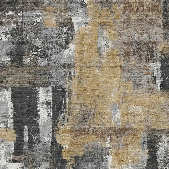 Charcoal And Ivory Abstract Washable Indoor Outdoor Area Rug Photo 4