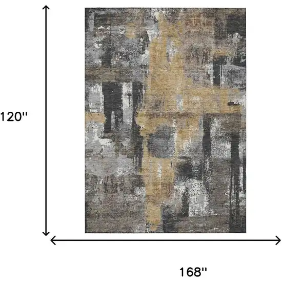 Charcoal And Ivory Abstract Washable Indoor Outdoor Area Rug Photo 8