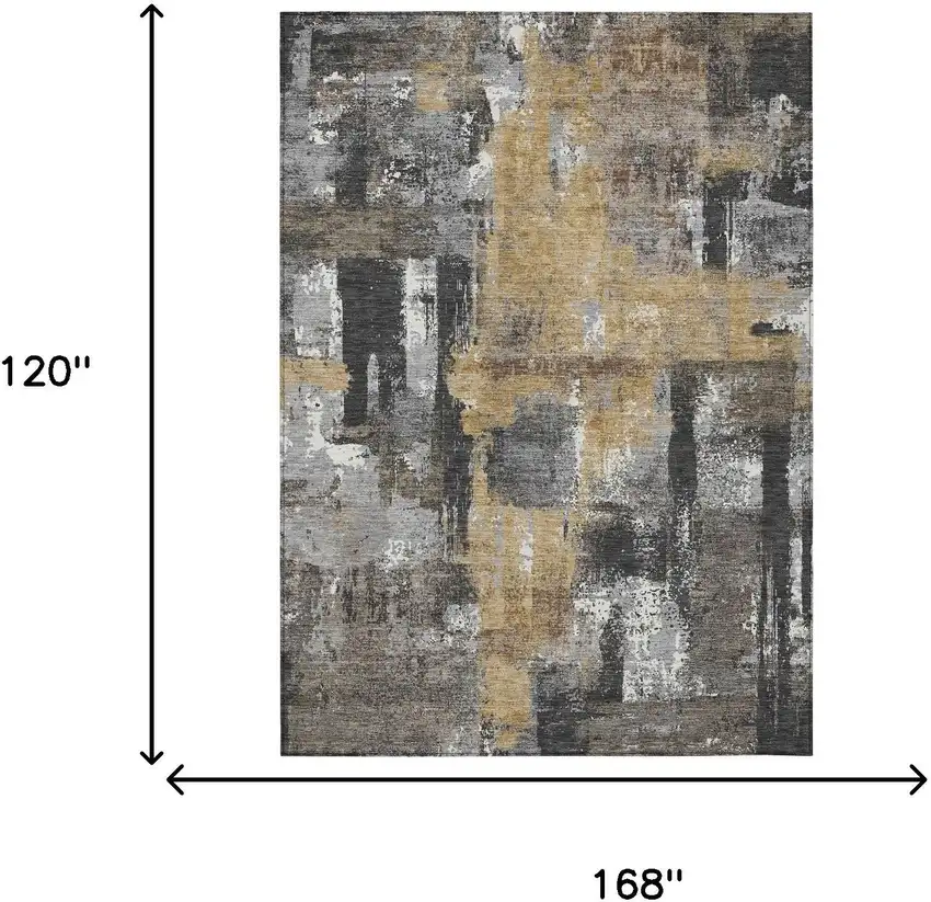 Charcoal And Ivory Abstract Washable Indoor Outdoor Area Rug Photo 8