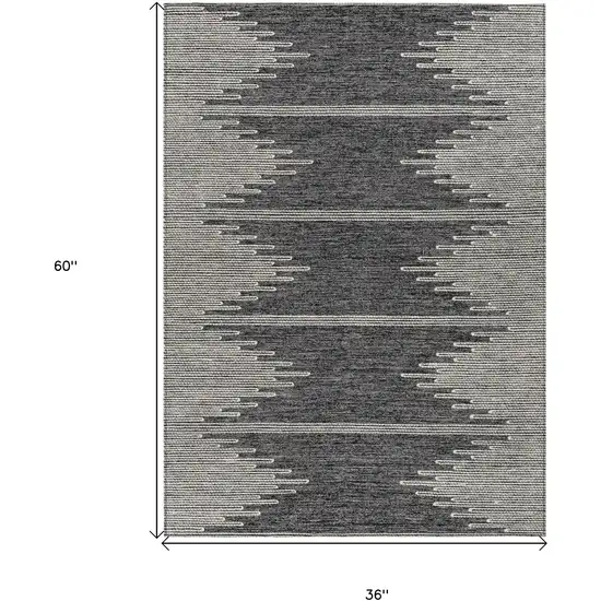Charcoal And Ivory Abstract Washable Indoor Outdoor Area Rug Photo 8