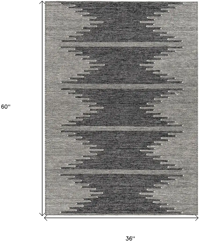 Charcoal And Ivory Abstract Washable Indoor Outdoor Area Rug Photo 8