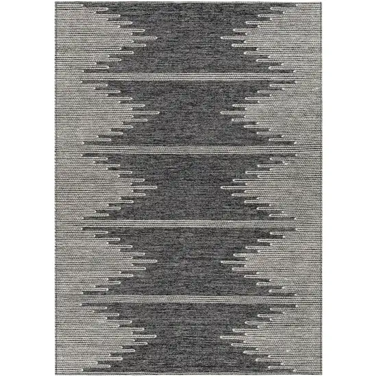 Charcoal And Ivory Abstract Washable Indoor Outdoor Area Rug Photo 2