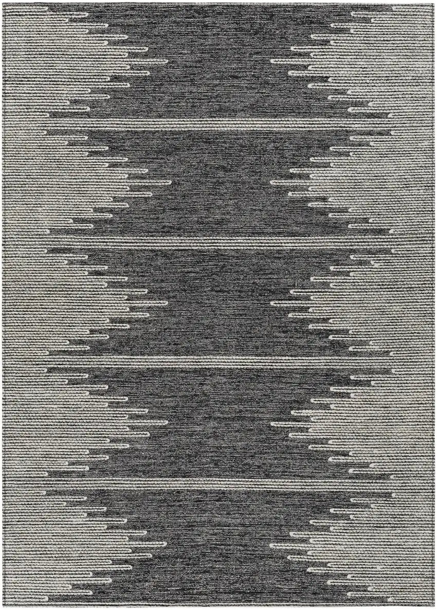 Charcoal And Ivory Abstract Washable Indoor Outdoor Area Rug Photo 2