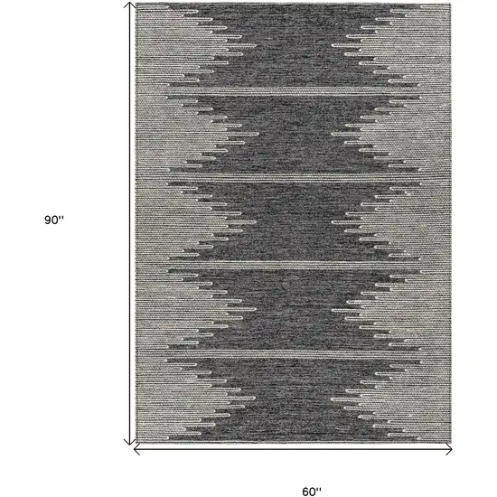 Charcoal And Ivory Abstract Washable Indoor Outdoor Area Rug Photo 3