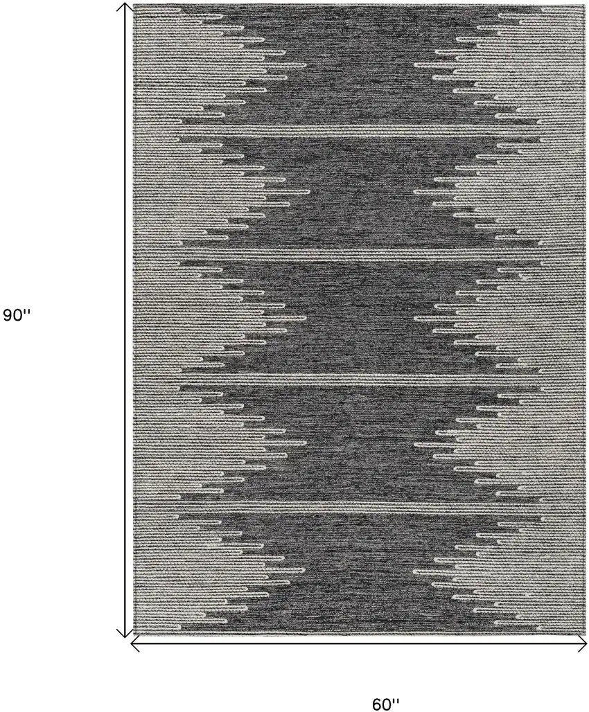 Charcoal And Ivory Abstract Washable Indoor Outdoor Area Rug Photo 3