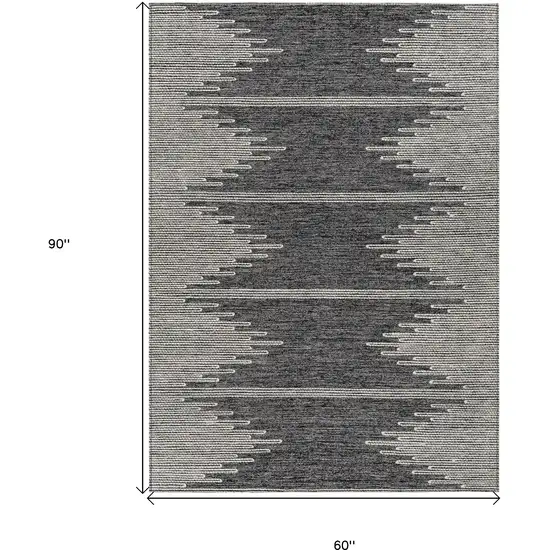 Charcoal And Ivory Abstract Washable Indoor Outdoor Area Rug Photo 3
