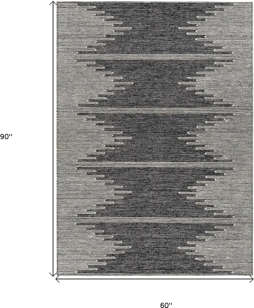 Charcoal And Ivory Abstract Washable Indoor Outdoor Area Rug Photo 3