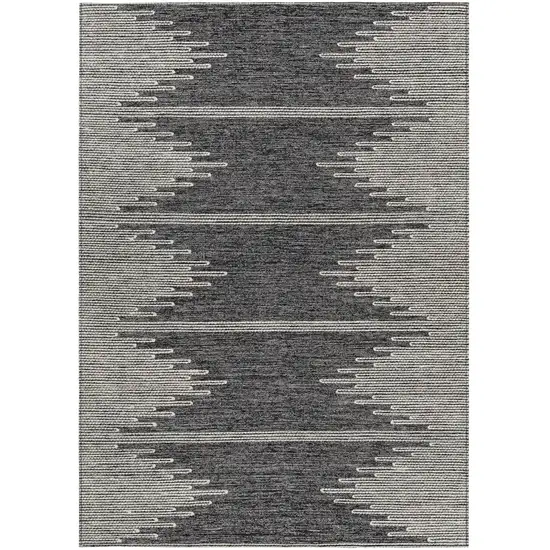 Charcoal And Ivory Abstract Washable Indoor Outdoor Area Rug Photo 7