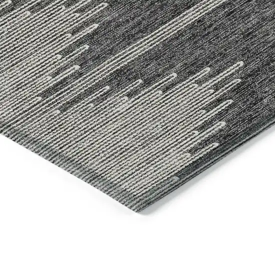Charcoal And Ivory Abstract Washable Indoor Outdoor Area Rug Photo 5