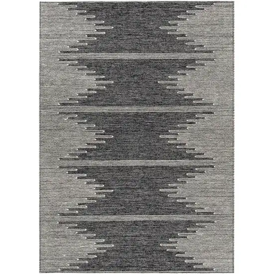 Charcoal And Ivory Abstract Washable Indoor Outdoor Area Rug Photo 8