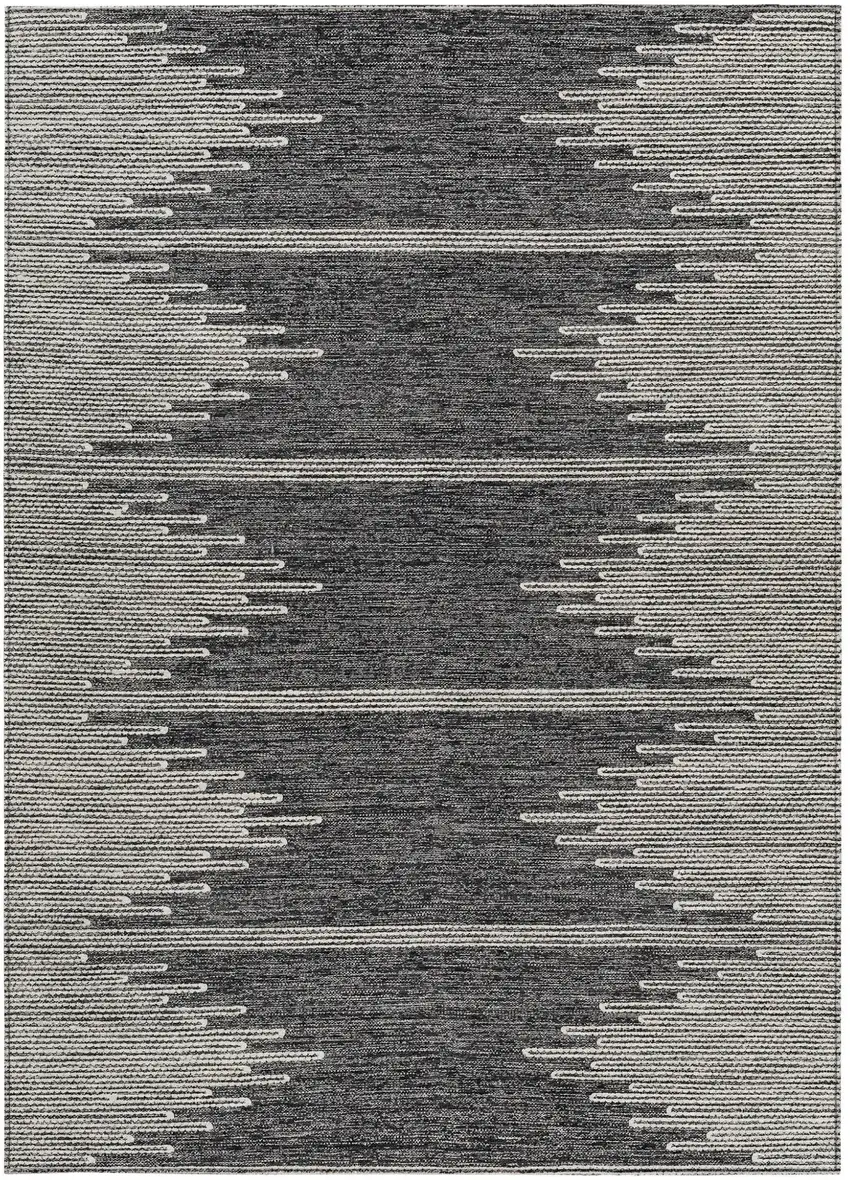 Charcoal And Ivory Abstract Washable Indoor Outdoor Area Rug Photo 8
