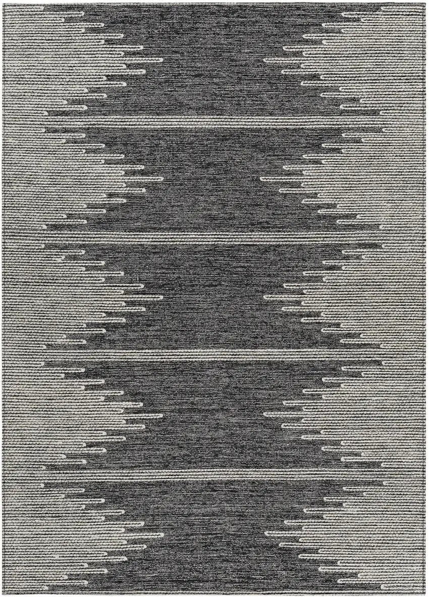 Charcoal And Ivory Abstract Washable Indoor Outdoor Area Rug Photo 8