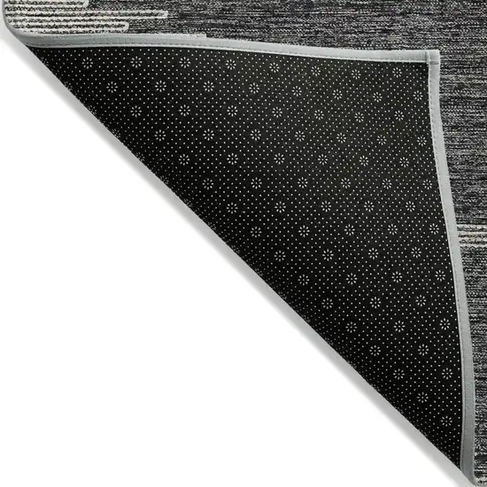Charcoal And Ivory Abstract Washable Indoor Outdoor Area Rug Photo 4
