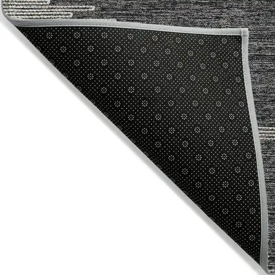 Charcoal And Ivory Abstract Washable Indoor Outdoor Area Rug Photo 4