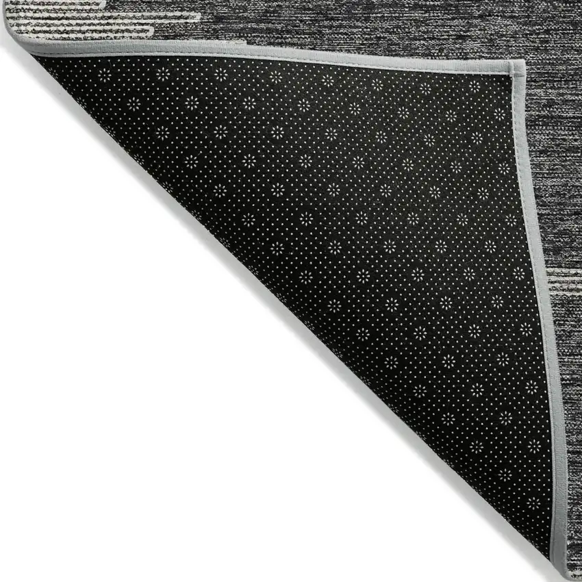 Charcoal And Ivory Abstract Washable Indoor Outdoor Area Rug Photo 4