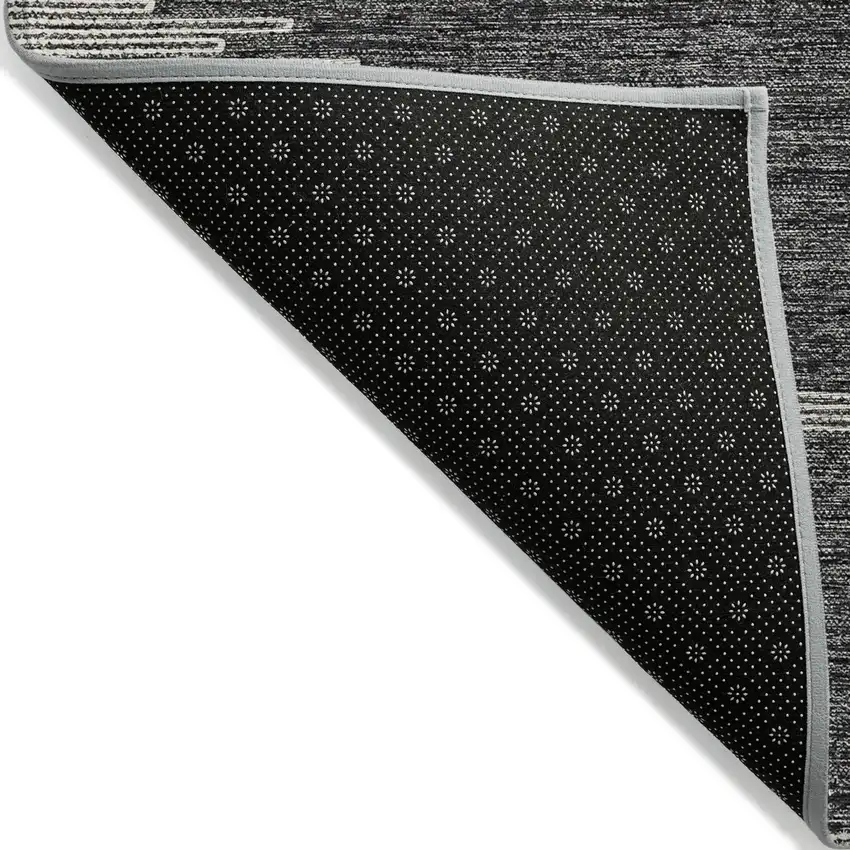 Charcoal And Ivory Abstract Washable Indoor Outdoor Area Rug Photo 4