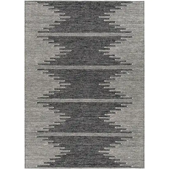 Charcoal And Ivory Abstract Washable Indoor Outdoor Area Rug Photo 2
