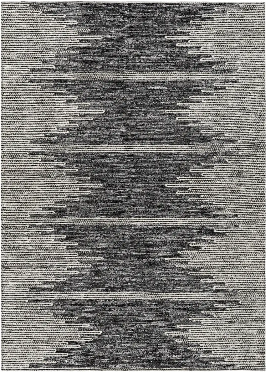 Charcoal And Ivory Abstract Washable Indoor Outdoor Area Rug Photo 2