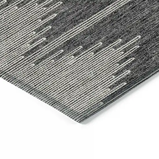 Charcoal And Ivory Abstract Washable Indoor Outdoor Area Rug Photo 5