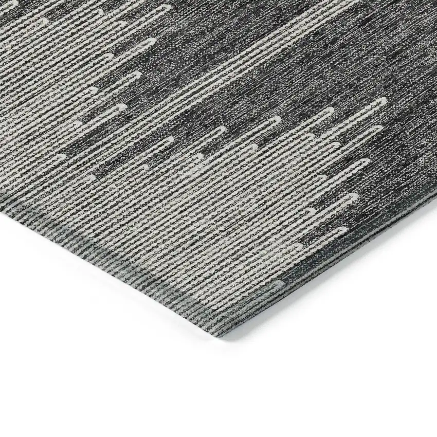 Charcoal And Ivory Abstract Washable Indoor Outdoor Area Rug Photo 5