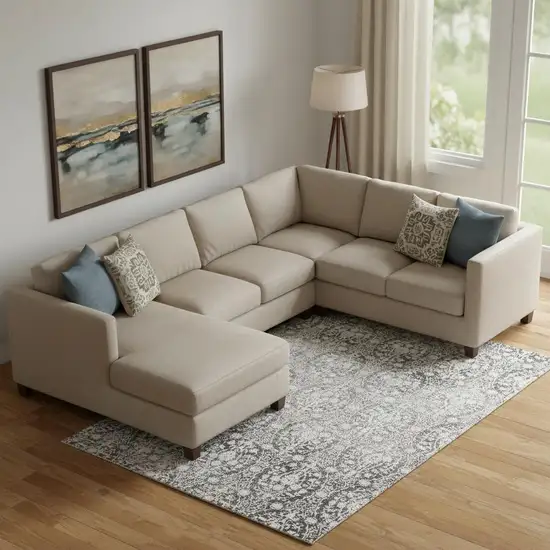 Charcoal And Ivory Damask Washable Area Rug With UV Protection Photo 2