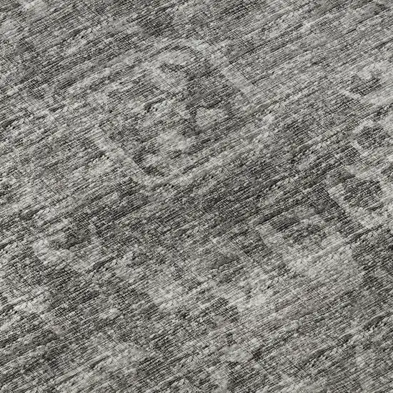 Charcoal And Ivory Damask Washable Indoor Outdoor Area Rug Photo 9