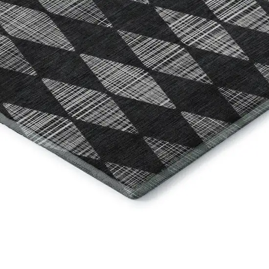 Charcoal And Ivory Diamond Washable Area Rug With UV Protection Photo 6
