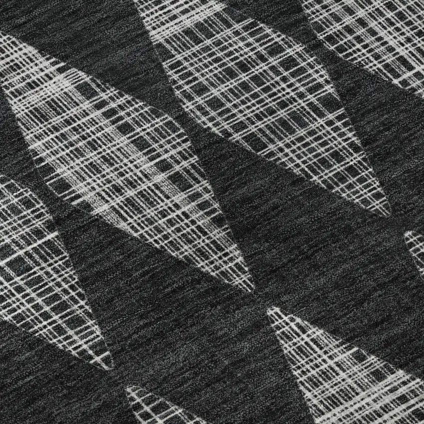 Charcoal And Ivory Diamond Washable Area Rug With UV Protection Photo 9