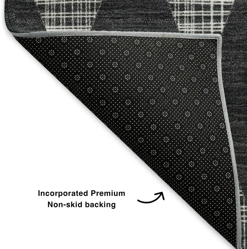 Charcoal And Ivory Diamond Washable Area Rug With UV Protection Photo 6
