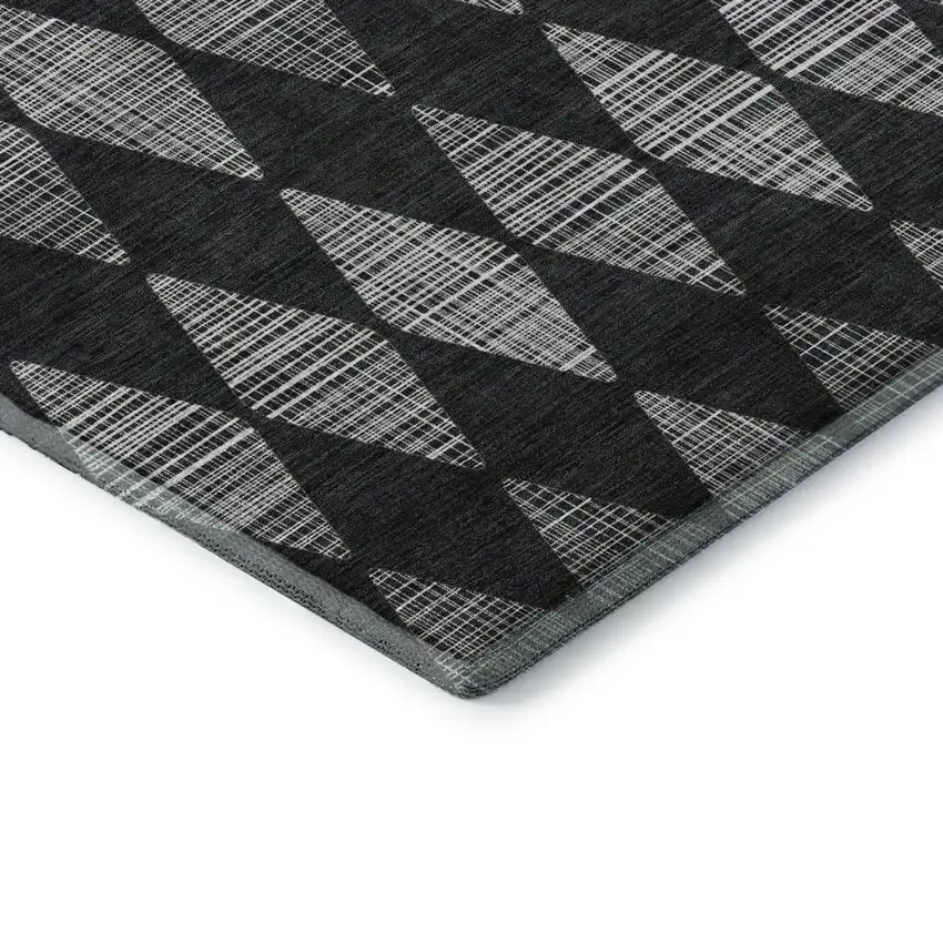 Charcoal And Ivory Diamond Washable Area Rug With UV Protection Photo 6