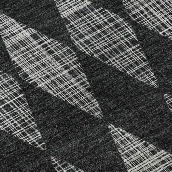 Charcoal And Ivory Diamond Washable Area Rug With UV Protection Photo 9