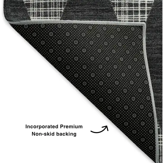 Charcoal And Ivory Diamond Washable Area Rug With UV Protection Photo 7